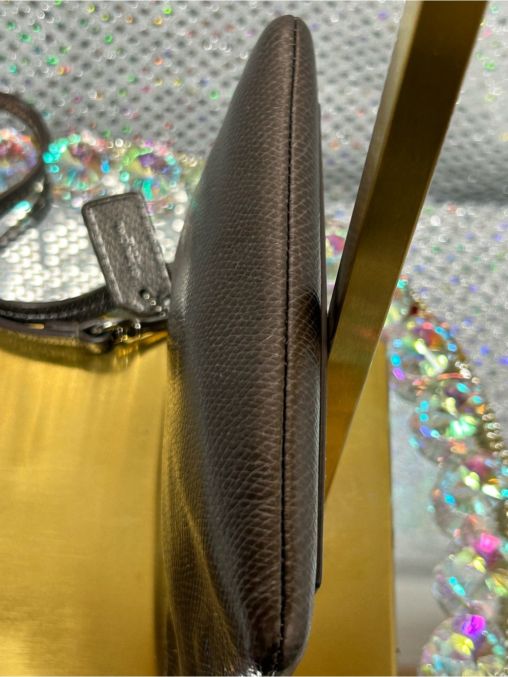 Coach Metallic Bronze Leather Card Wristlet Approx. 6x4 - Picture 6 of 10